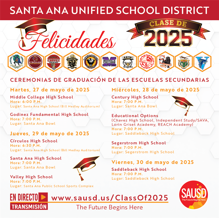 Graduation Schedule 2025 - Spanish